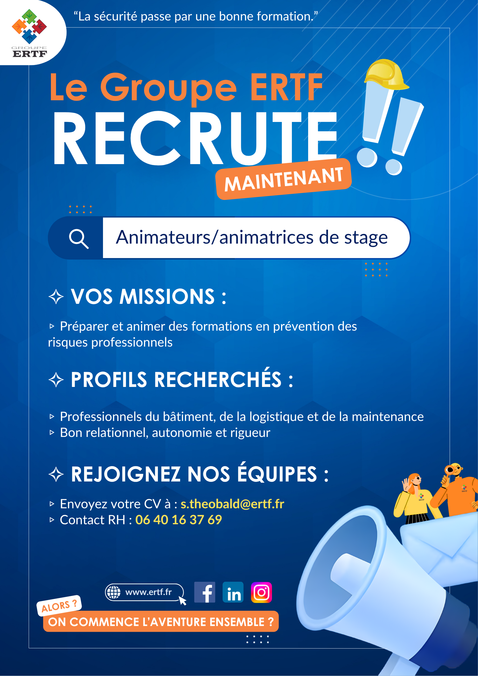 Le Groupe ERTF recrute des animateurs et animatrices de stage